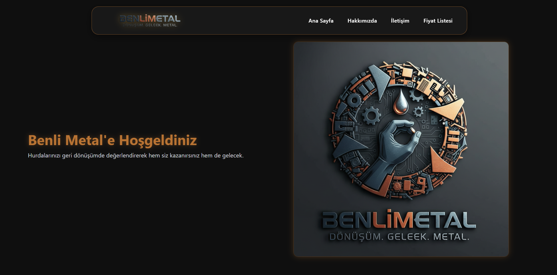 Benli Metal Kurumsal Web Sitesi - Desktop