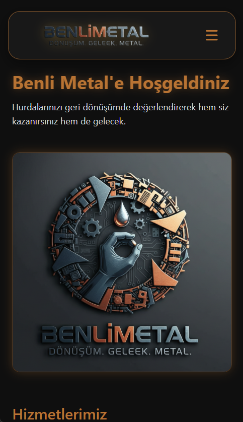 Benli Metal Kurumsal Web Sitesi - Mobile